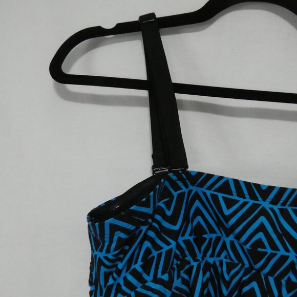 CACTUS | 1X | Geometric Blue and Black Tankini Top - Picture 8 of 13